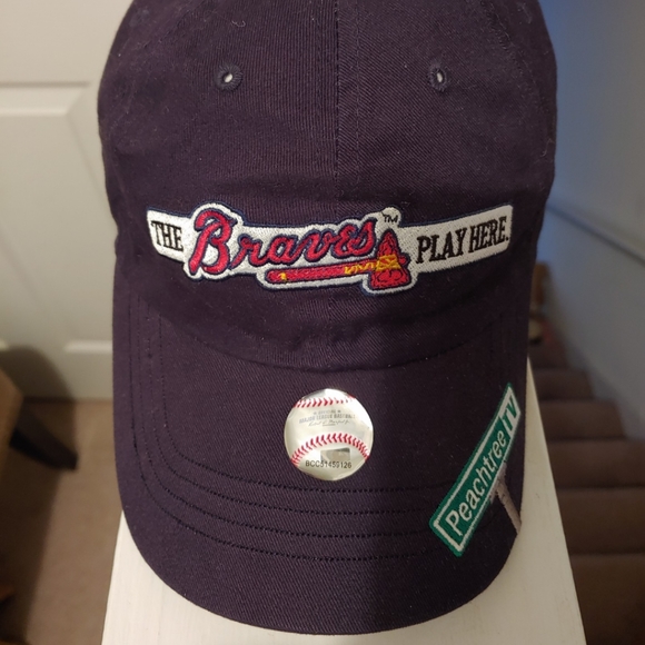 Atlanta Braves "The Braves Play Here" Team Color Logo embroidered Adjustable Hat - Picture 2 of 5